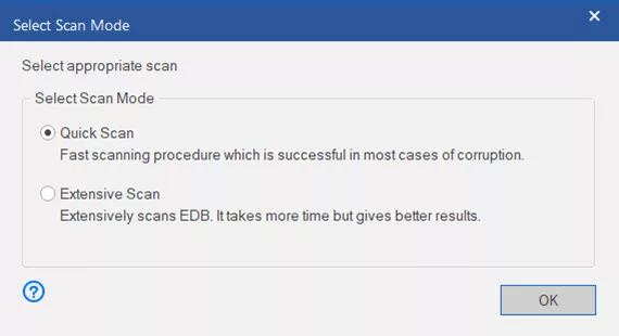 Online Exchange Database Repair: Comparing Stellar’s Online Service and Desktop Software 11 Choose a Scan Mode