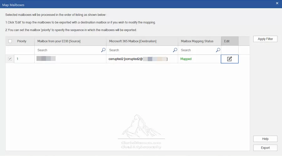 Online Exchange Database Repair: Comparing Stellar’s Online Service and Desktop Software 16 Mapping recovered mailboxes to the destination environment